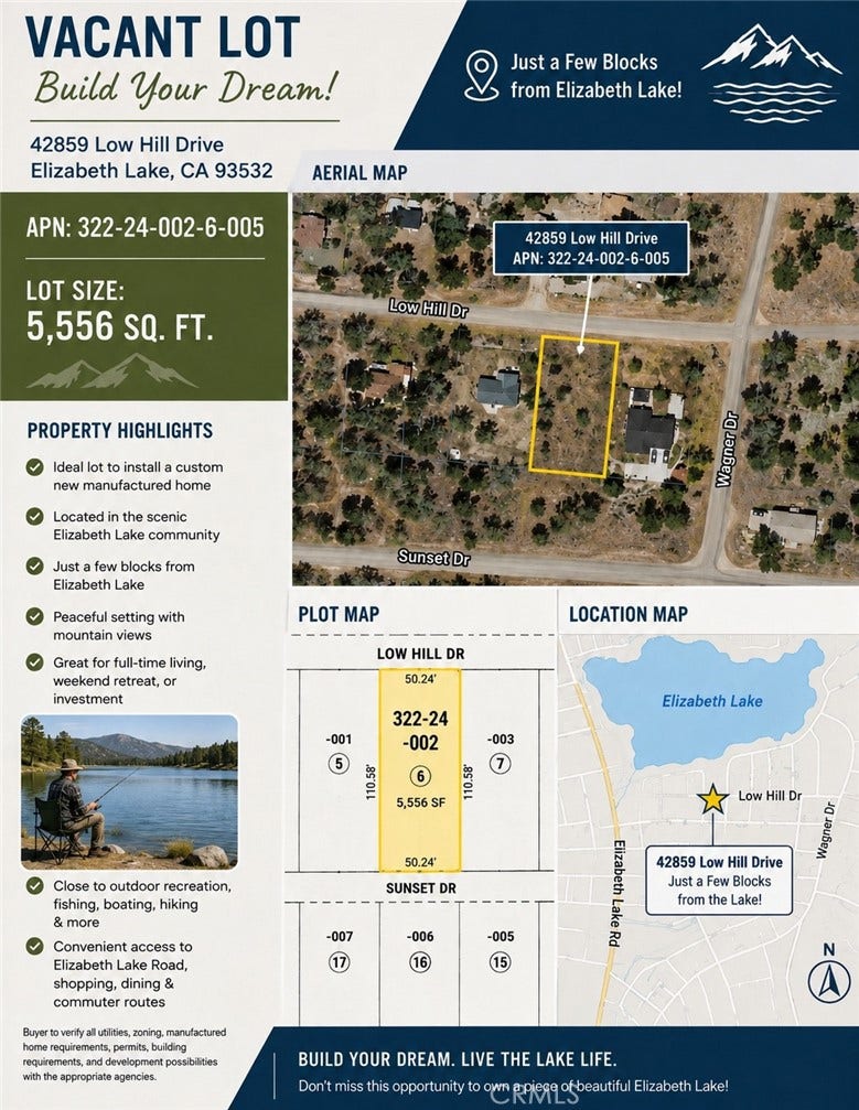 Property photo for 0 LOW HILL Drive, Lake Elizabeth, CA