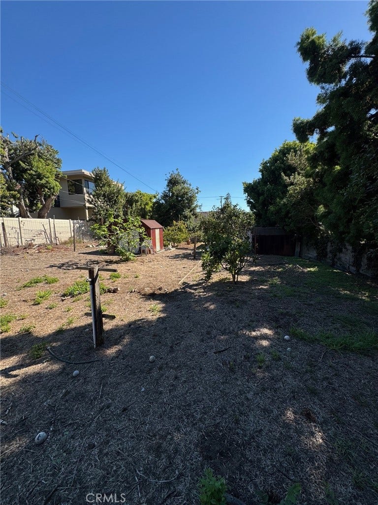 Backyard facing east, from back fence