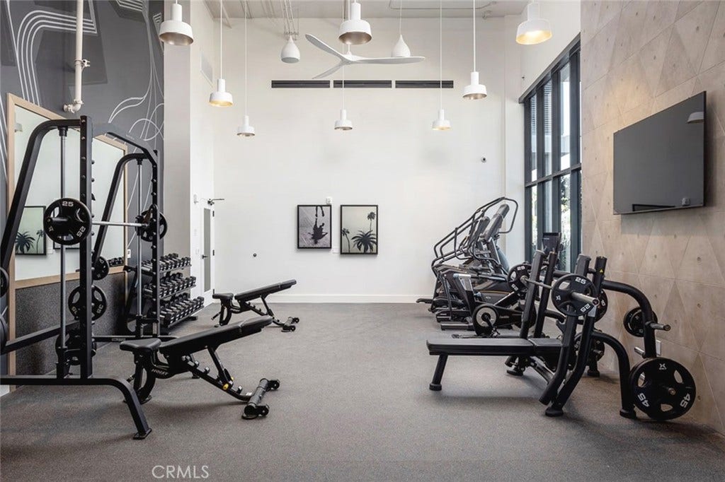 Strength studio  free weights, squat racks and machines just an elevator ride from your door.