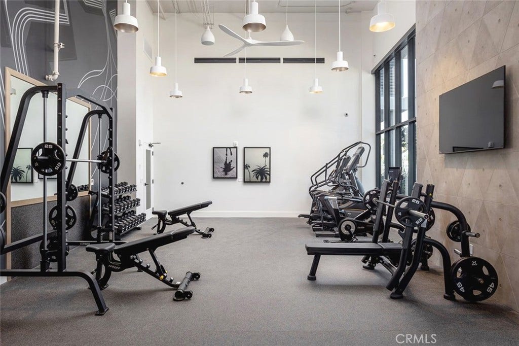 Strength studio  free weights, squat racks and machines just an elevator ride from your door.