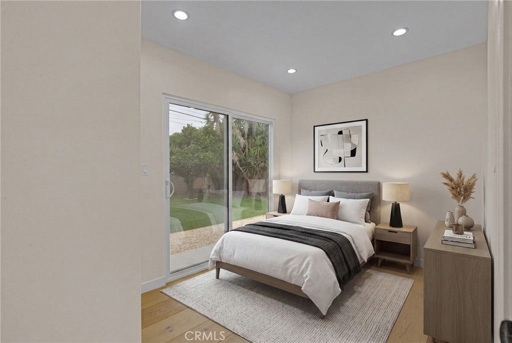Virtually staged ADU Bedroom.