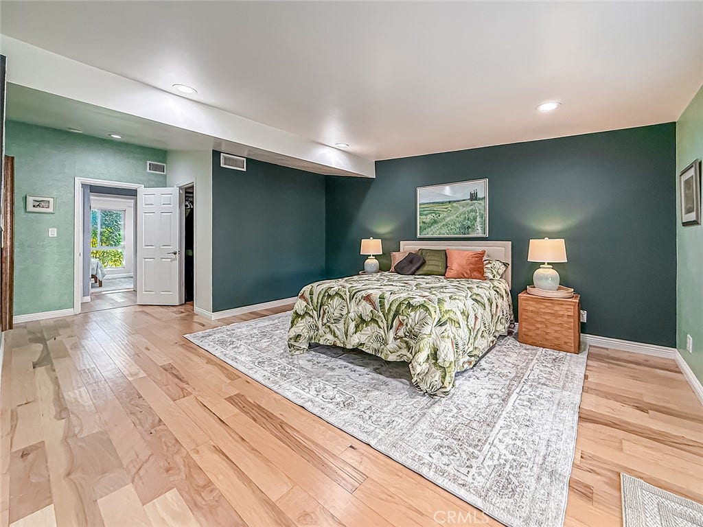 743 Spalding Street, Thousand Oaks, CA 91360 Primary bedroom with sliding glass door, walk in closet and en suite bathroom