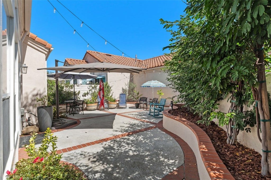 21121 Cancun, Mission Viejo, CA 92692 Newly renovated backyard w/newly installed privacy trees w/ new drip irrigation.