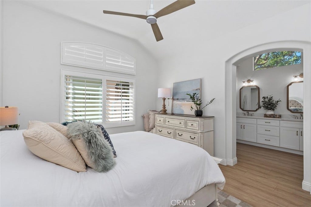 21121 Cancun, Mission Viejo, CA 92692 New Renovation Primary Bedroom & Bathroom. Plantation Shutters