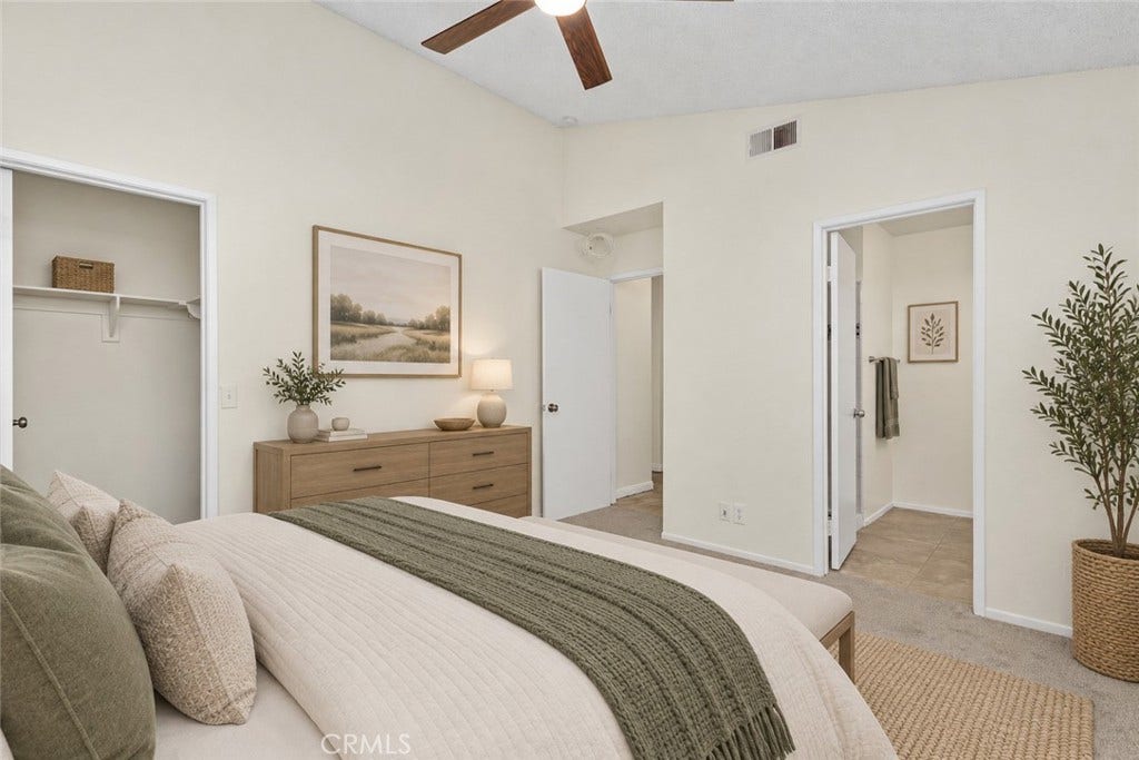 42329 Via Consuelo, Temecula, CA 92592 An additional view of the primary bedroom highlights the closet, comfortable layout, and convenient access to the adjoining bathroom. Digitally Staged