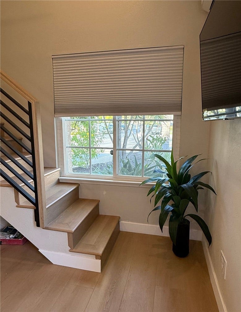 Window coverings for privacy.