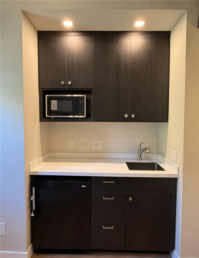 Easy to maintain kitchenette.