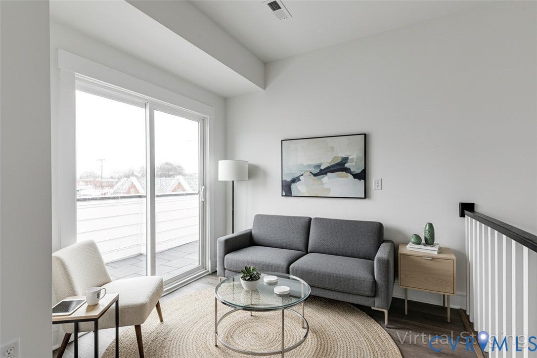 1823 W Cary Street, #A, Carytown, Richmond, VA 23220 Sliding doors to rooftop terrace. Virtual Staging