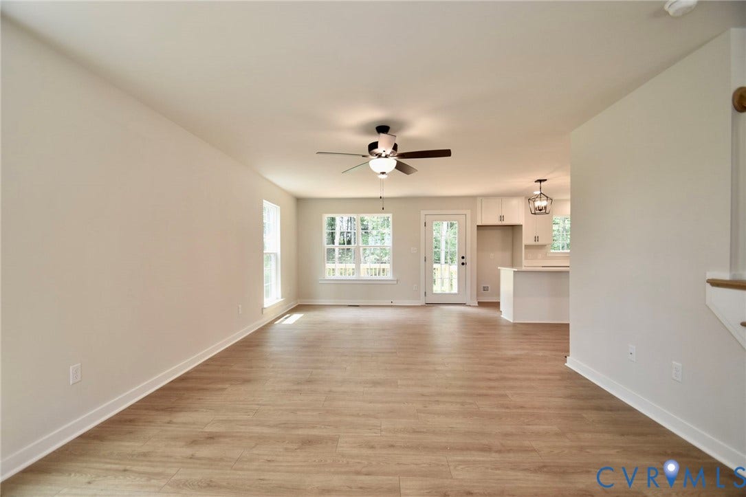 53 Porkchop Court, Louisa, VA 23093 Open-concept layout with wood-finish flooring, recessed lighting, and a ceiling fan