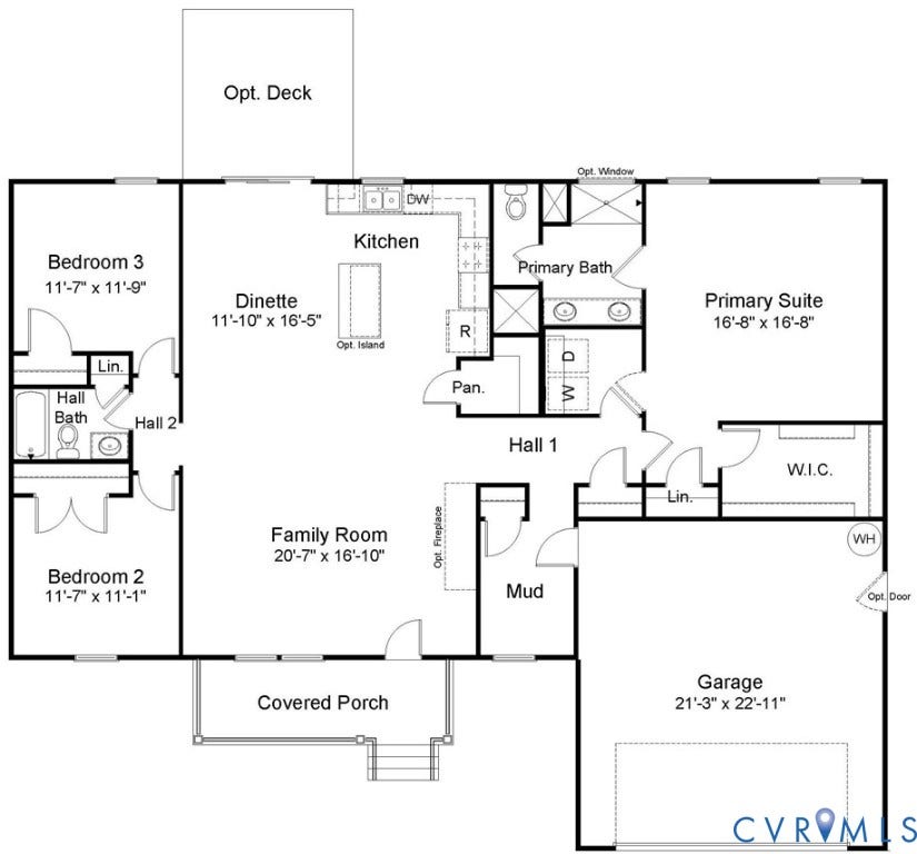 TBD Buckners (Lot 5) Lane, Compass Cove, Mineral, VA 23117 Main floor plan - new layout with dedicated laundry room.
