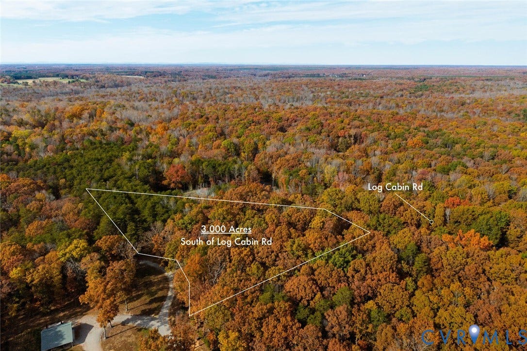 Lot 2 Maidens Road, Maidens, VA 23102 Aerial view of property's location with a forest and property parcel outlined