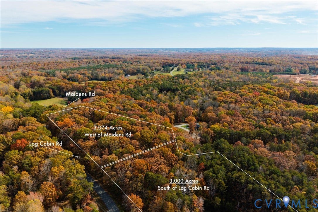 Lot 2 Maidens Road, Maidens, VA 23102 Aerial view of property's location featuring property boundaries highlighted