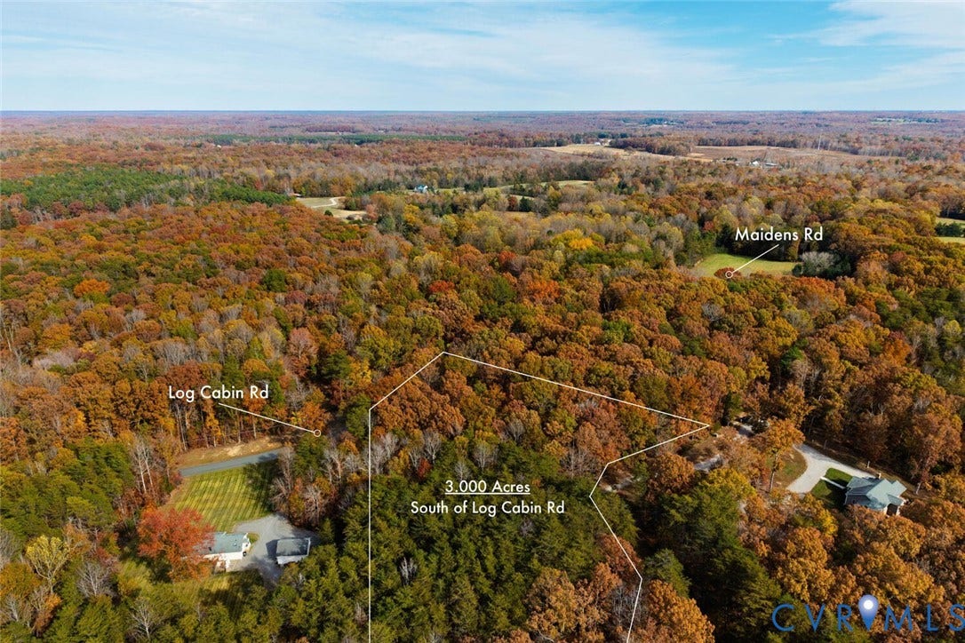 Lot 2 Maidens Road, Maidens, VA 23102 Aerial view of a heavily wooded area