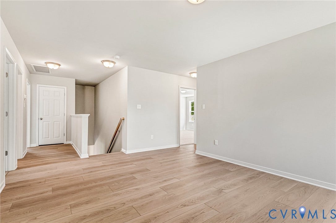 12606 Poplar Village Place, Poplar Village, Chester, VA 23831 Open concept landing area featuring wide plank wood-finish flooring, white baseboards, and neutral wall paint