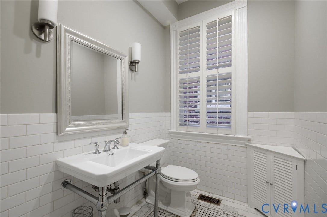 5 S Adams Street, Richmond, VA 23220 Bathroom with a wainscoted wall, tile patterned floors, and tile walls