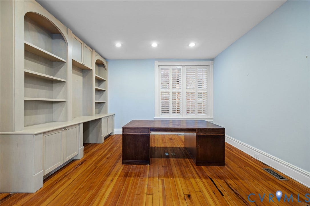 5 S Adams Street, Richmond, VA 23220 Unfurnished office with dark wood-style floors and recessed lighting