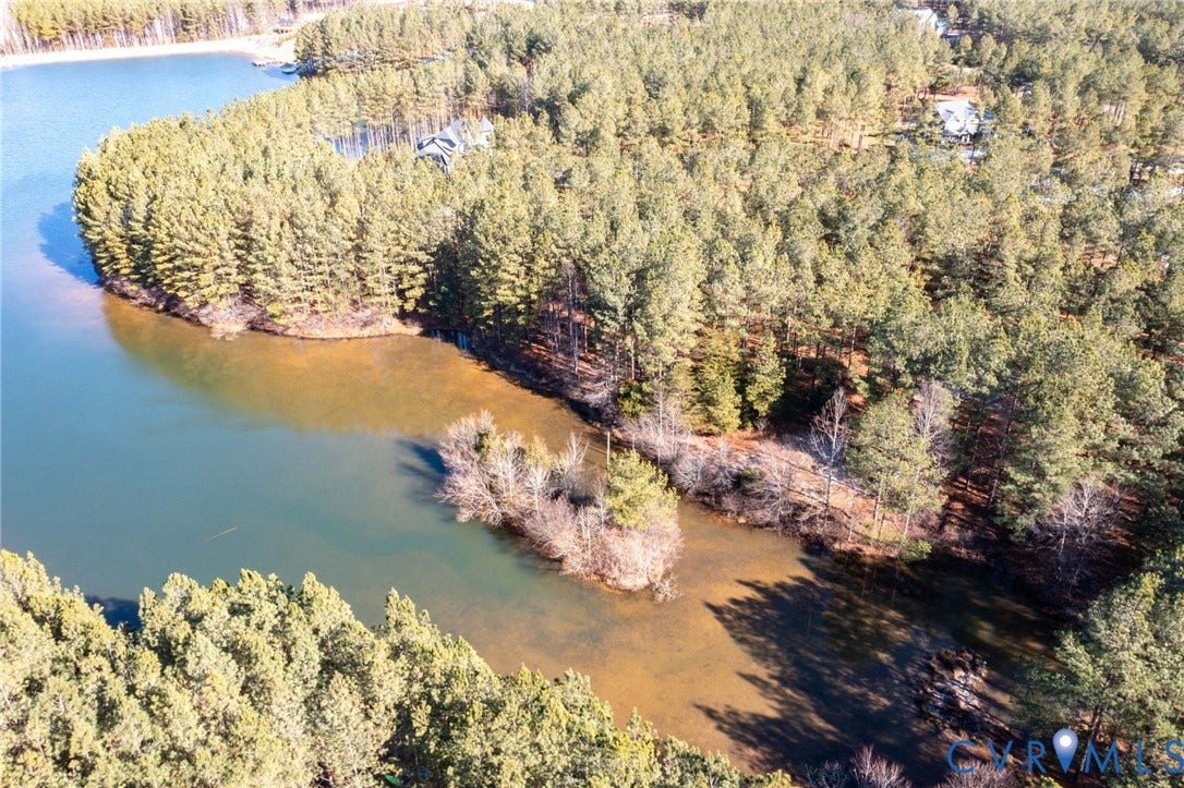 3739 Mill Mount Turn, Westlake At Mill Mount Sec2, Powhatan, VA 23139 Aerial overview of property's location featuring a large body of water