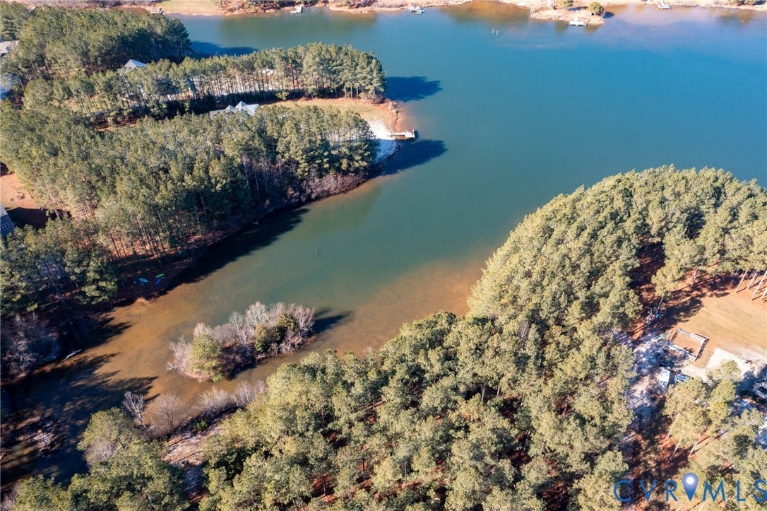 3739 Mill Mount Turn, Westlake At Mill Mount Sec2, Powhatan, VA 23139 Aerial view of property and surrounding area featuring a large body of water