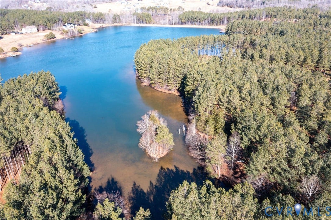 3739 Mill Mount Turn, Westlake At Mill Mount Sec2, Powhatan, VA 23139 Aerial overview of property's location featuring a nearby body of water