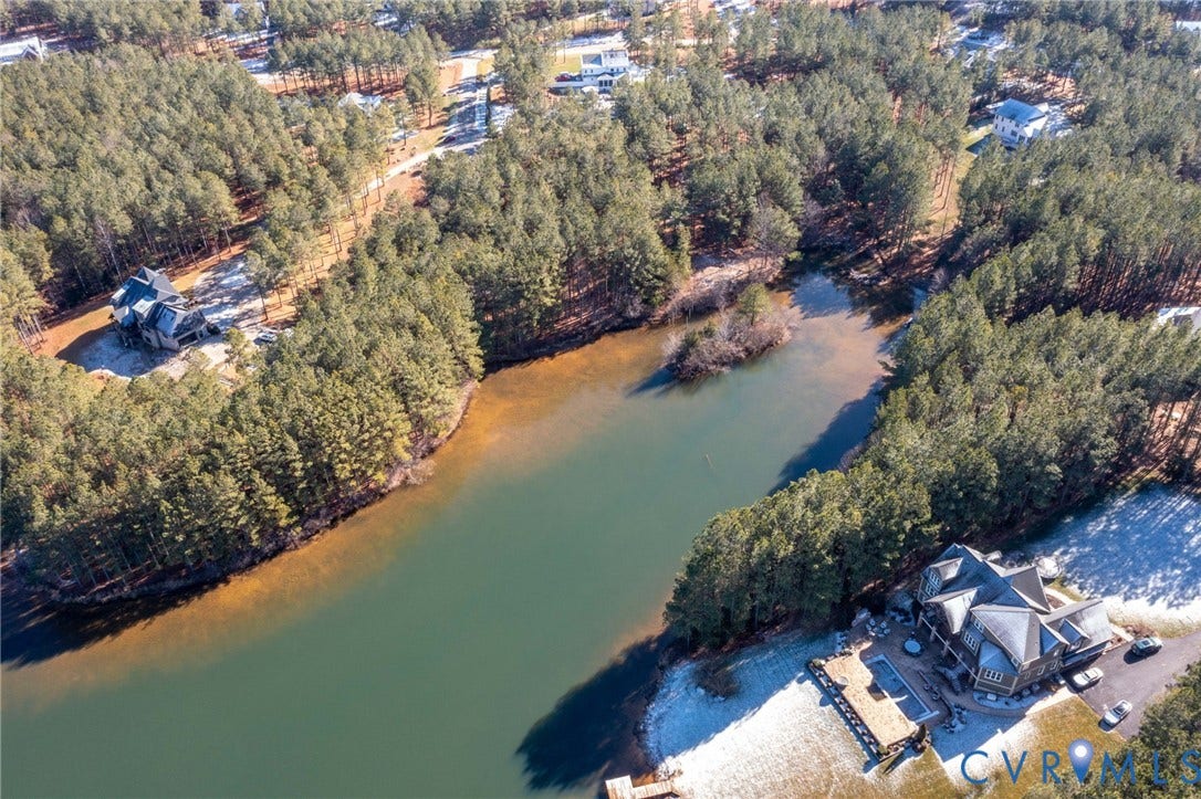3739 Mill Mount Turn, Westlake At Mill Mount Sec2, Powhatan, VA 23139 View of property location featuring a large body of water and a heavily wooded area