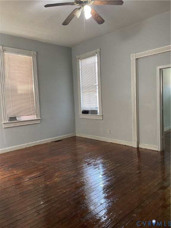 712 W Washington Street, #B, Petersburg, VA 23803 Spare room with dark wood-style floors and ceiling fan