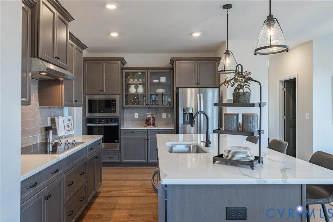 378 Bayberry Lane, Spring Creek, Zion Crossroads, VA 22942 The heart of the home is the spacious kitchen, featuring a large center island, granite countertops, a tile backsplash, stainless steel appliances, and an ample pantry.