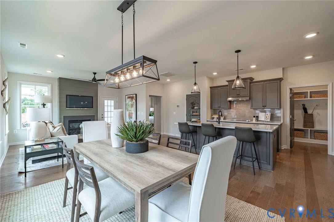 378 Bayberry Lane, Spring Creek, Zion Crossroads, VA 22942 The adjoining dining area features a chandelier and provides the perfect space for everyday living and entertaining.
