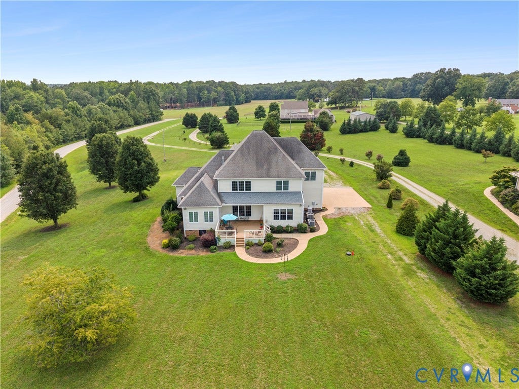 270 Petersburg Road, 4.34 Acre Lot - No Hoa, Powhatan, VA 23139 Expansive lawn surrounding a multi-level residence with a large rear deck