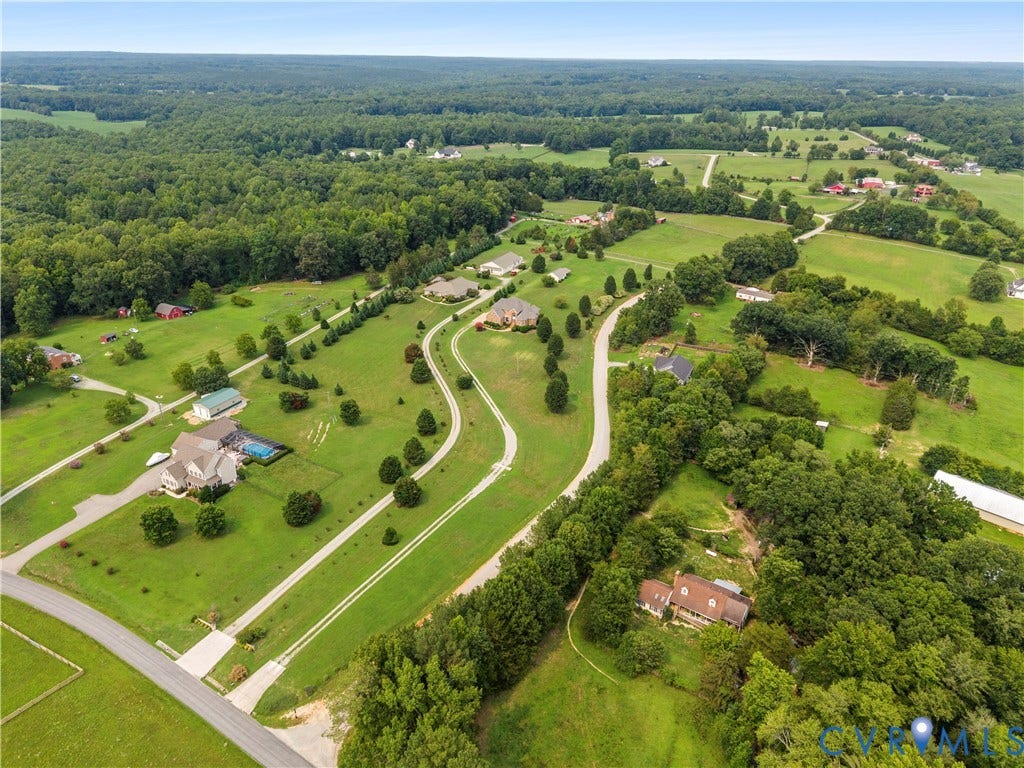 270 Petersburg Road, 4.34 Acre Lot - No Hoa, Powhatan, VA 23139 Aerial perspective showcasing multiple properties amidst expansive green spaces