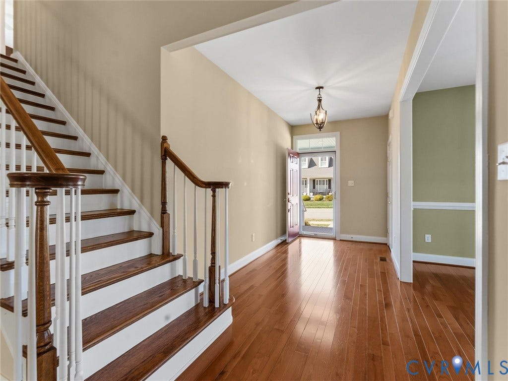 2097 William Dance Way, Scottville, Powhatan, VA 23139 Large Entry Foyer with Hardwood Floors, Closet and Seamless Flow To Living Areas