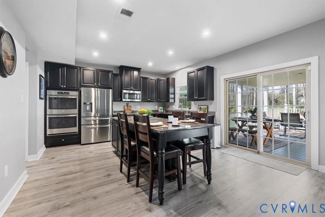 10448 Centralia Station Road, Chesterfield, VA 23831 Large kitchen with granite island and access to dining room/pantry and covered back deck