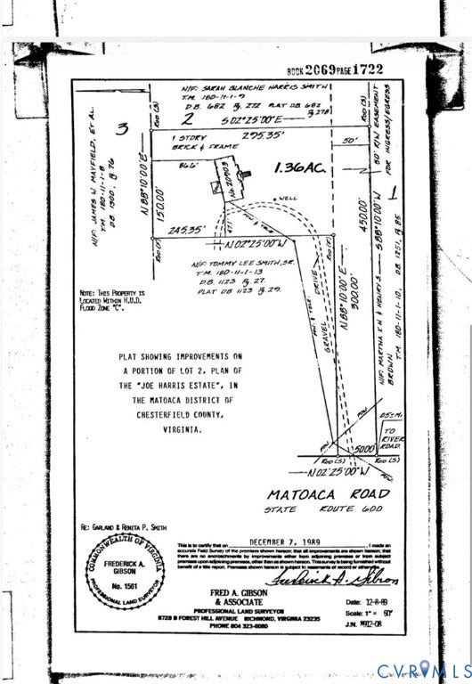 20905 Matoaca Road, Chesterfield, VA 23803 50' Easement for Driveway