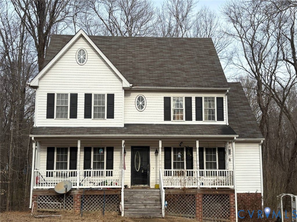 3216 Sherwood Bluff Terrace, Powhatan, VA 23139 View of front of home featuring covered porch and roof with shingles