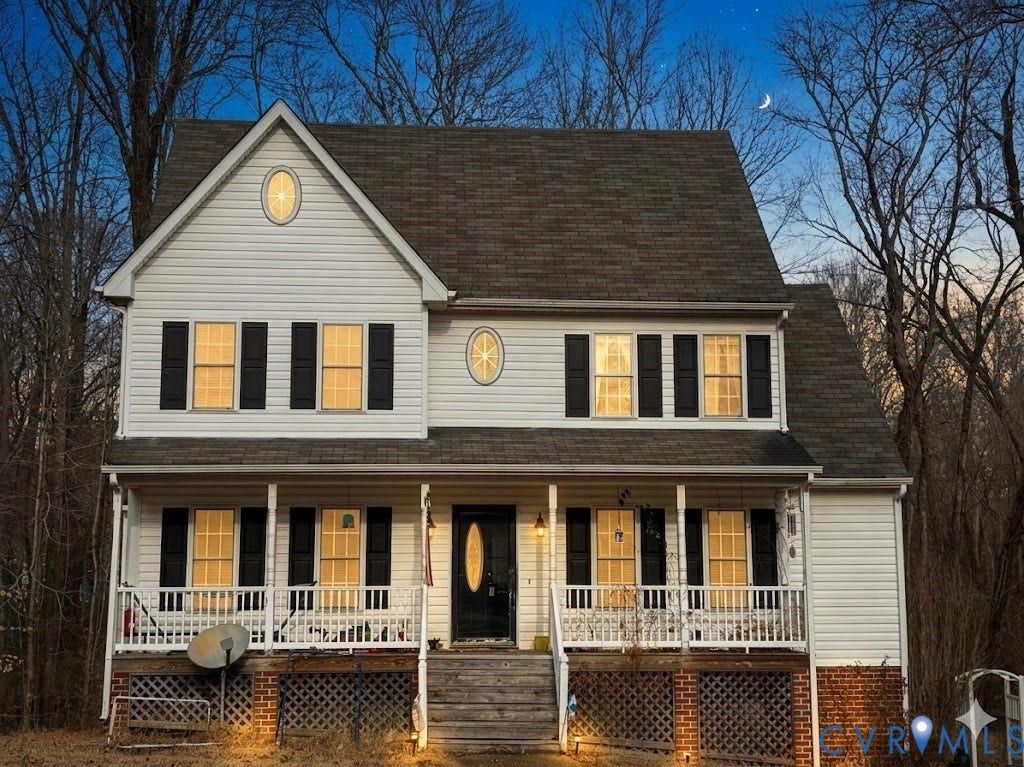 3216 Sherwood Bluff Terrace, Powhatan, VA 23139 View of front of house with a porch and roof with shingles