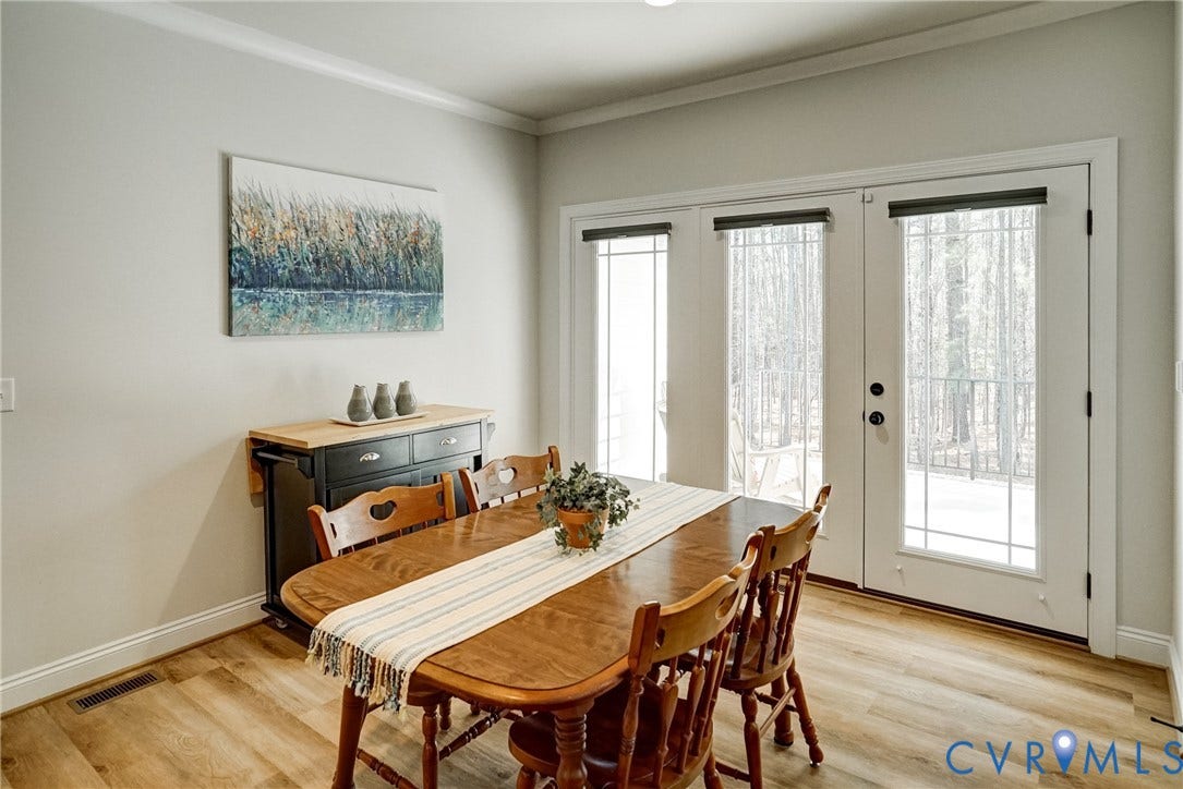 12387 S Readers Circle, Readers Branch, Manakin Sabot, VA 23103 Casual Dining Area with Doors Leading to Rear Porch