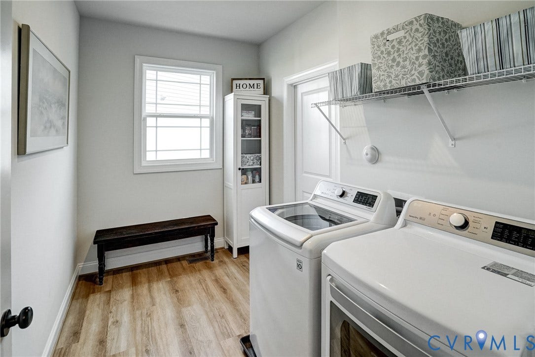12387 S Readers Circle, Readers Branch, Manakin Sabot, VA 23103 Large Laundry Room with Door Conveniently Leading into Primary Closet
