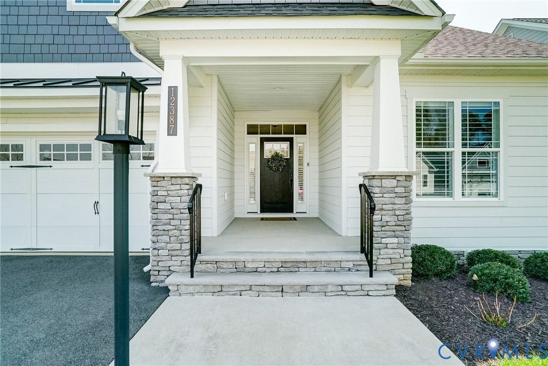 12387 S Readers Circle, Readers Branch, Manakin Sabot, VA 23103 Charming Covered Front Porch Flanked by Stacked Stone Columns