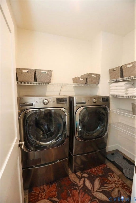 5670 Hickory Street, Powhatan, VA 23139 Laundry room with washing machine and clothes dryer