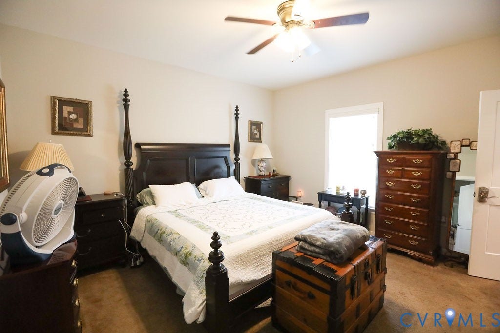 5670 Hickory Street, Powhatan, VA 23139 Bedroom featuring carpet flooring and ceiling fan