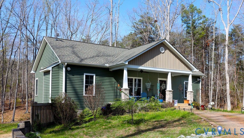 5670 Hickory Street, Powhatan, VA 23139 Craftsman-style home featuring a porch, ceiling fan, board and batten siding, and a shingled roof