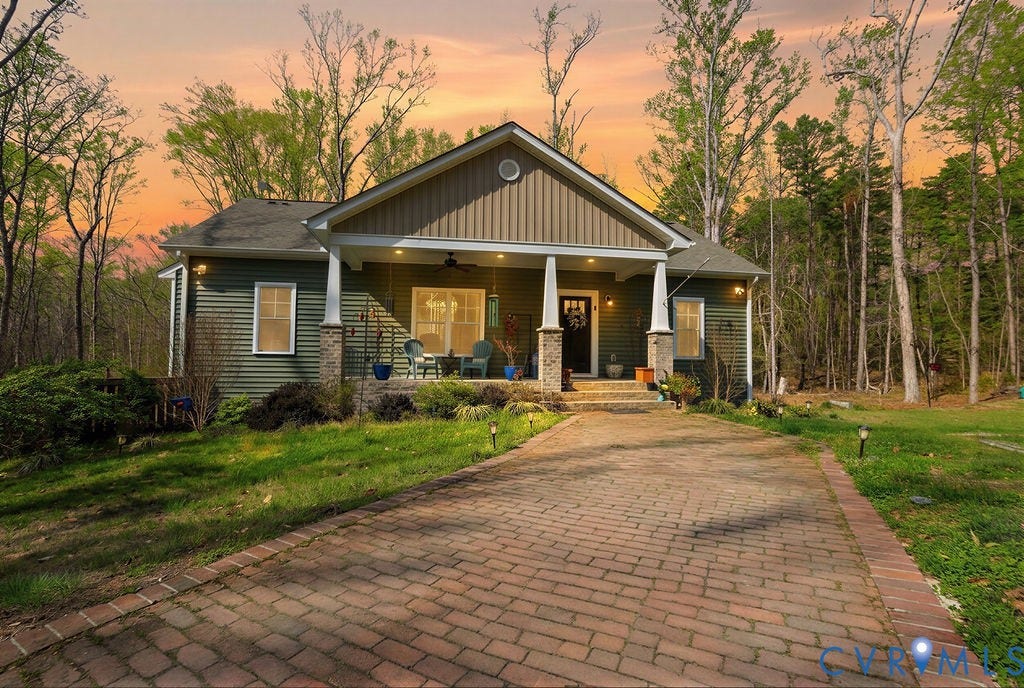 5670 Hickory Street, Powhatan, VA 23139 Craftsman-style home with covered porch, a front yard, board and batten siding, and ceiling fan