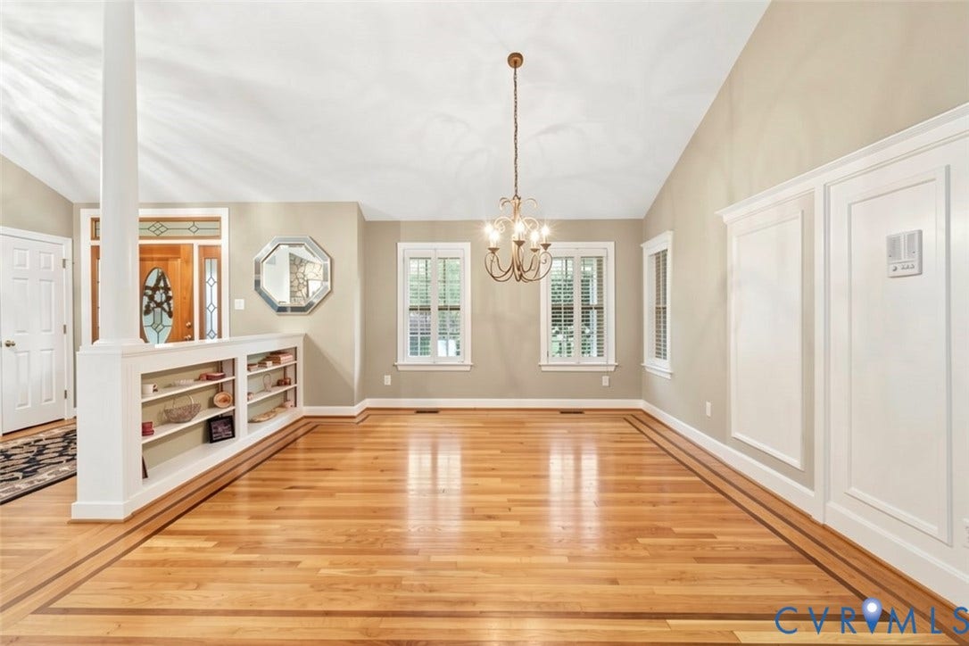 1858 Rock Point Drive, Powhatan, VA 23139 Dining Area/Living Room area with Neutral Paint