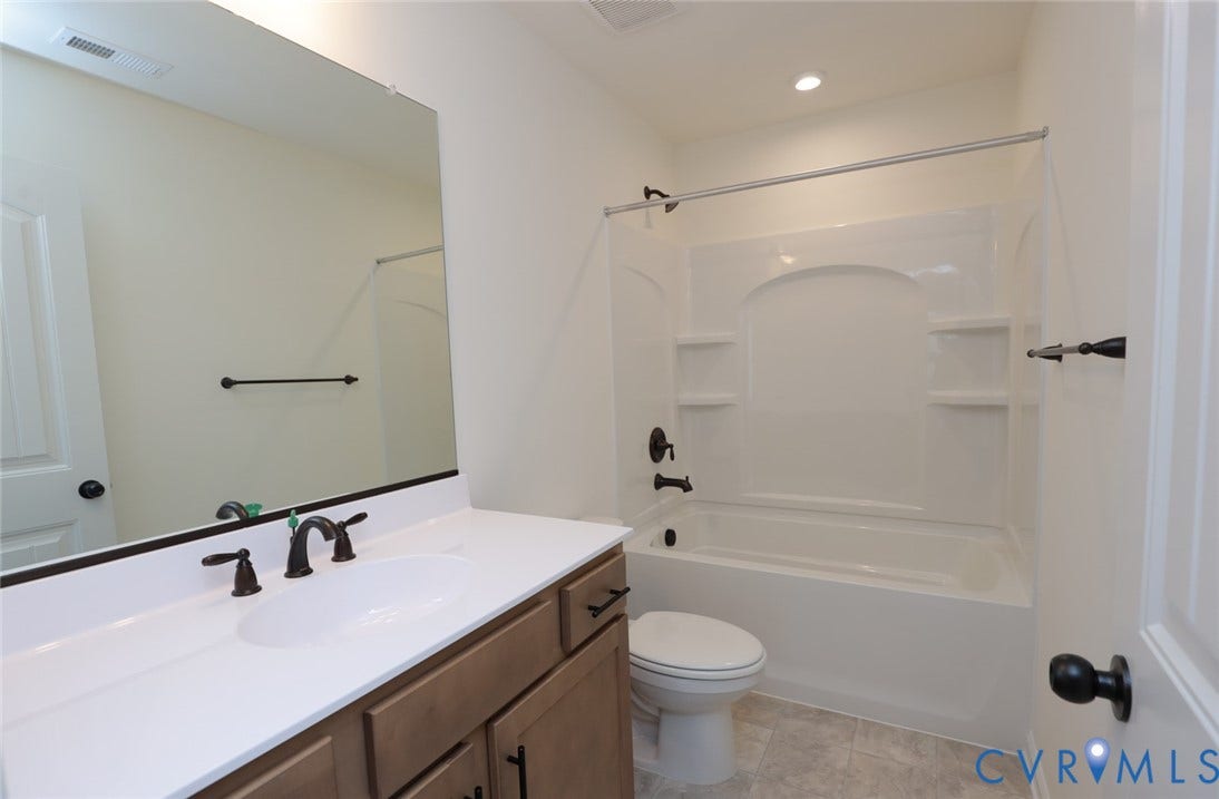 6305 Lila Crest Lane, Cottages At Millwood, Chesterfield, VA 23112 The photo represents the plan, not the actual home. Design selections may vary. Upstairs, youll find three additional bedrooms with double-door closets that share a full hall bath with tub/shower combo.