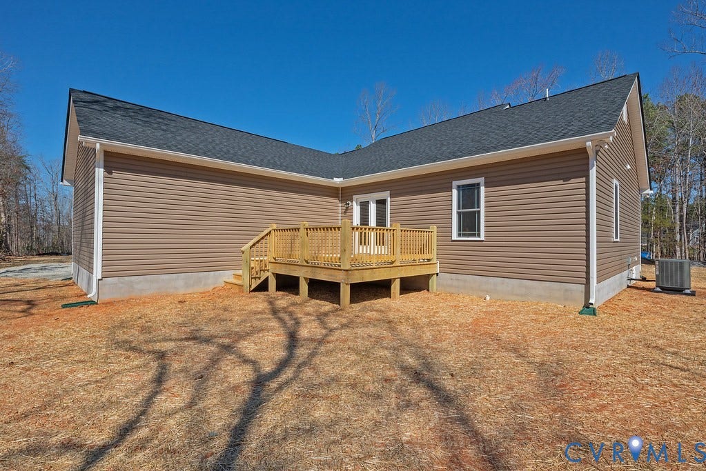 TBD Black Haw Lane, Hanover, VA 23059 Back of house featuring a wooden deck and roof with shingles
