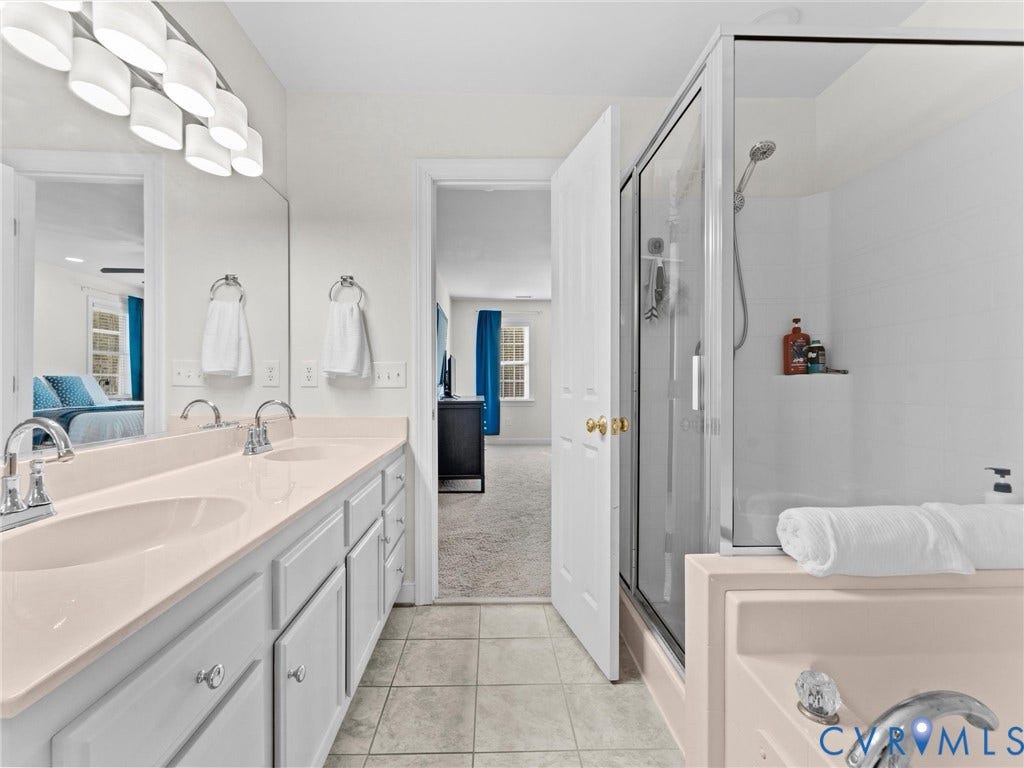110 Oak Knoll Place, Bumpass, VA 23024 Walk in shower with brand new glass surround and jetted tub
