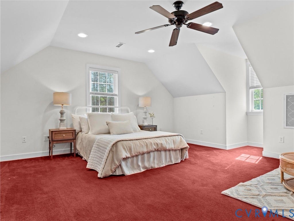 110 Oak Knoll Place, Bumpass, VA 23024 4th bedroom on third level with ceiling fan, recessed light and mini split