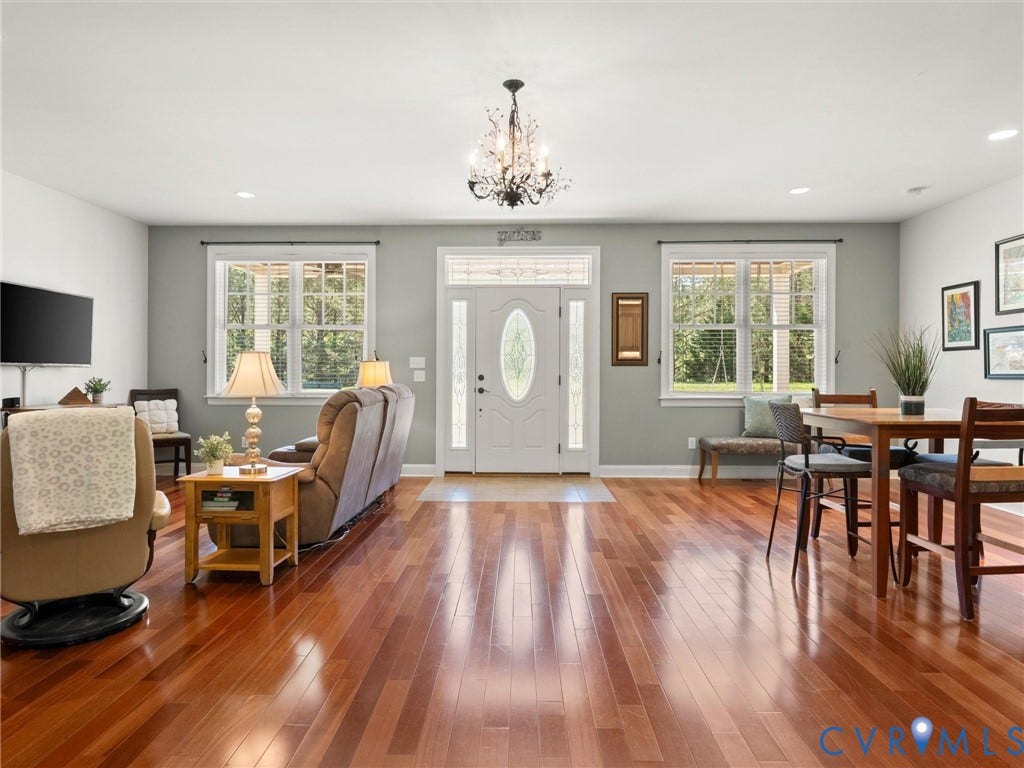 8151 Hidden Valley Court, Hidden Valley, Amelia, VA 23002 Chandelier allows for additional large dining table & chairs