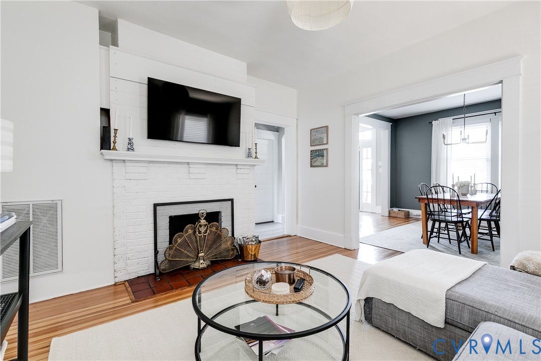 521 Northside Avenue, Highland Terrace, Richmond, VA 23222 With a classic brick fireplace and mantle