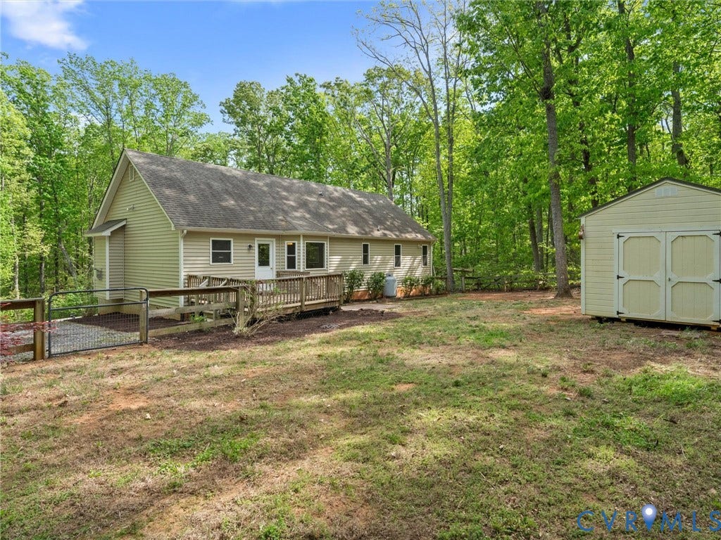 2094 Hancock Road, Powhatan, VA 23139 Back of house with deck and storage shed