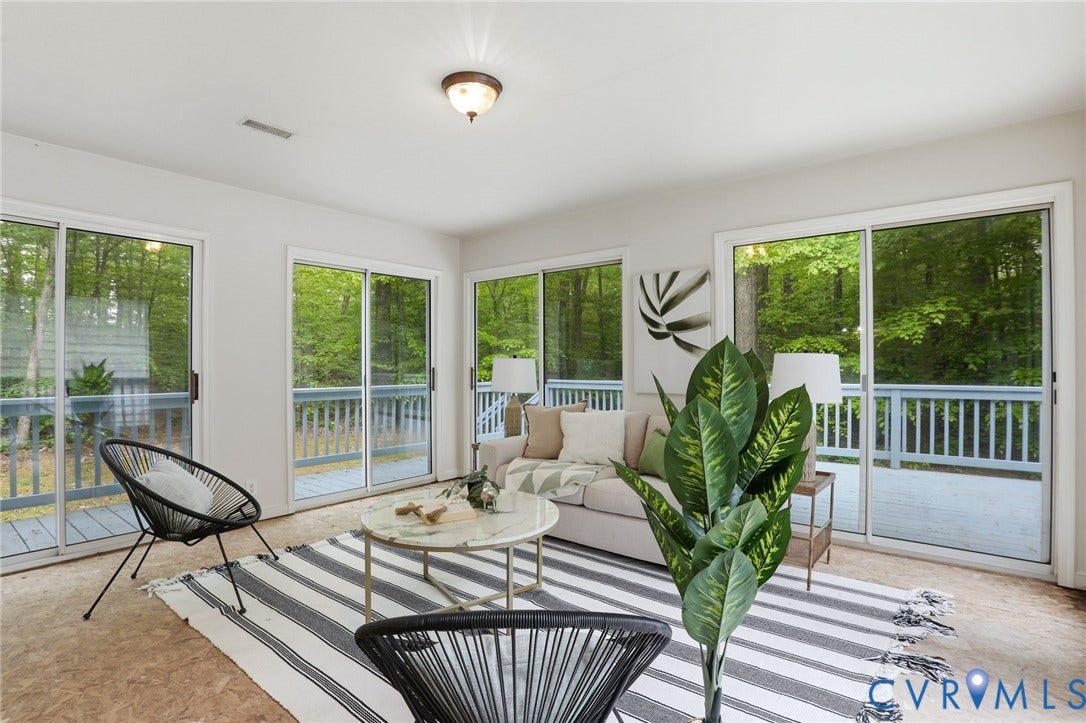 1570 Meade Point Drive, Powhatan, VA 23139 Florida room overlooking wraparound rear deck and private lot.